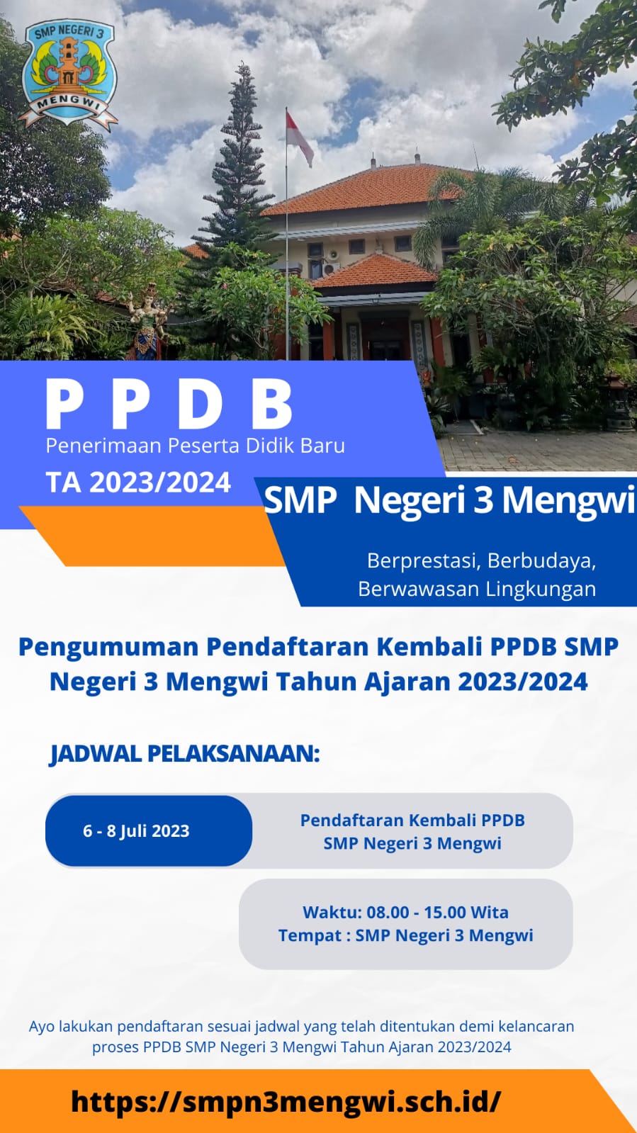 Pengumuman Pendaftaran Kembali PPDB SMP Negeri 3 Mengwi Tahun 2023/2024